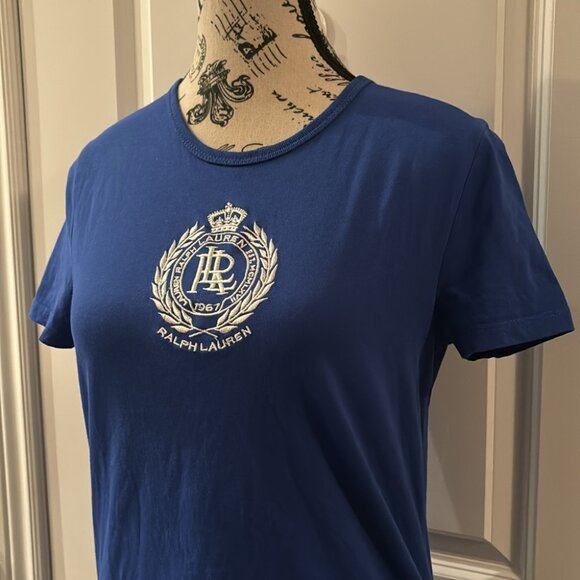 Lauren Ralph Lauren Active Blue Cotton Embroidered Logo Shirt - Picture 4 of 7